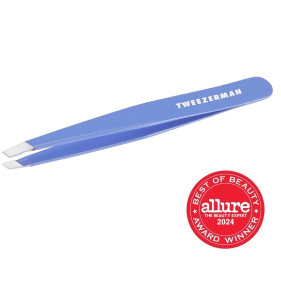 Tweezerman Blue Slant Stainless Steel Tweezers w/ Hand Filed Tips - NEW - Picture 1 of 6